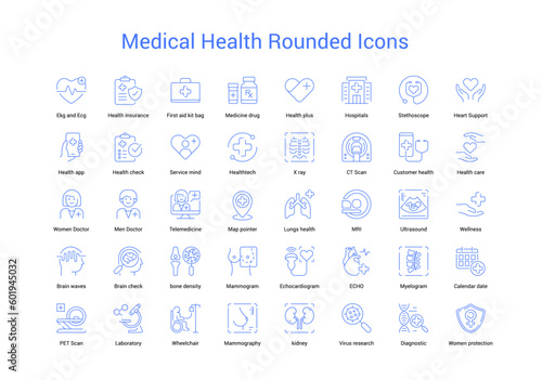 Blue color Medical Health Rounded Icons