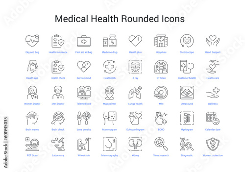 Dark grey color Medical Health Rounded Icons Bold Stroke