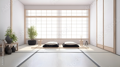 trend and modern white Japanese style room with tatami