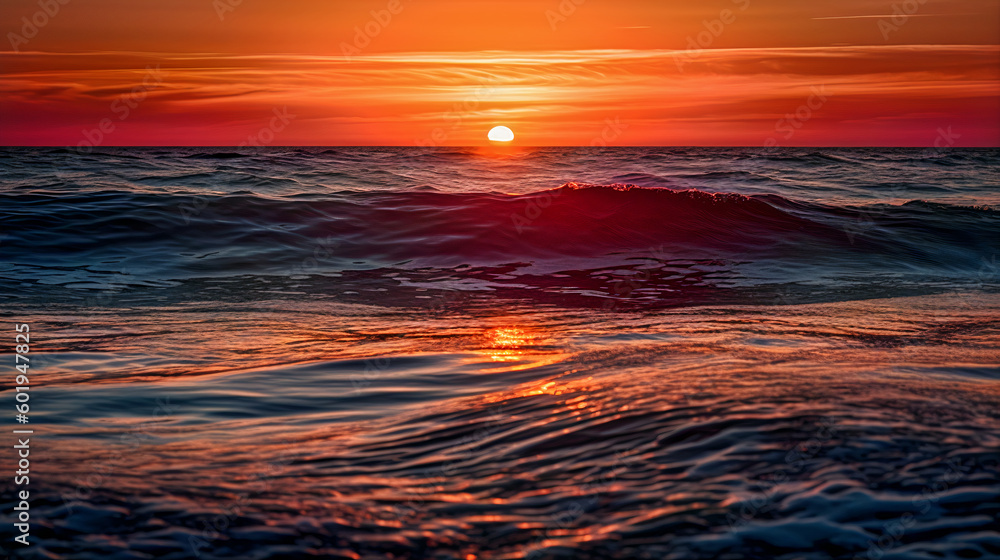 Captivating Colors: A Serene Sunset Bathing the Calm Ocean in a Symphony of Hues Captivating Colors: A Serene Sunset Bathing the Calm Ocean in a Symphony of Hues