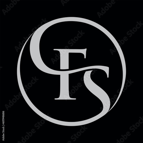 Alphabet FS or SF illustration of a black and white background