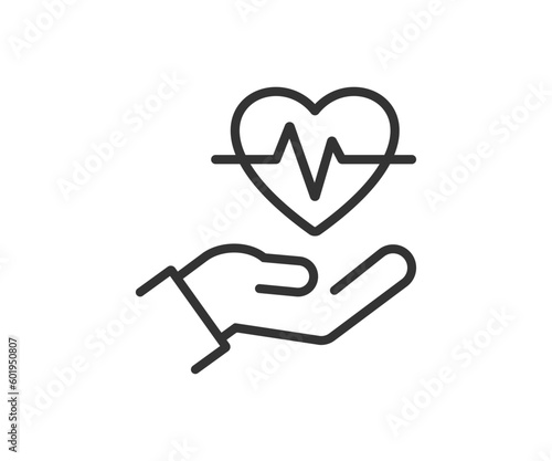 Heart health cardiology outlined icon. Vector illustration desing.