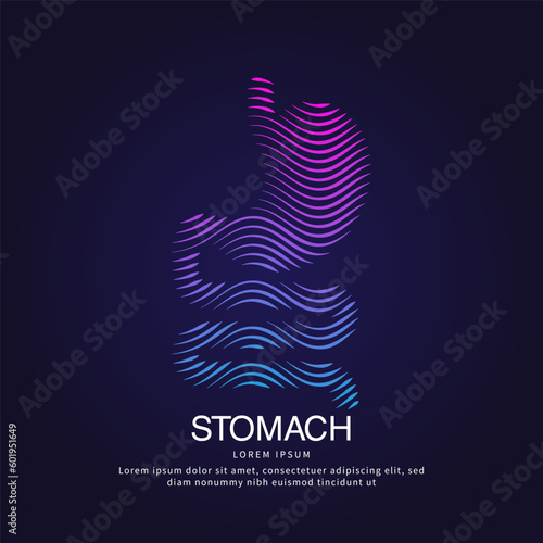 Human stomach medical structure. simple line art stomach Vector logotype illustration on dark background. stomach care logo vector template suitable for organization, company, or community. EPS 10