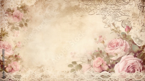 vintage background with rose frame. Generative AI