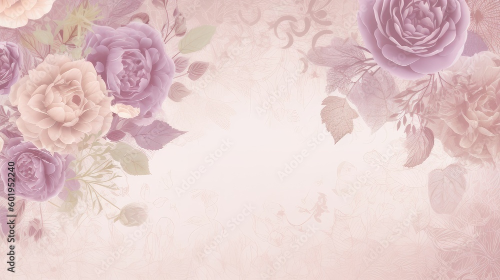 Fototapeta background with pink roses. Generative AI