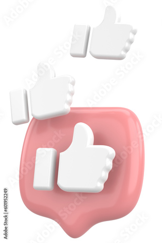 Like icon. Like button. 3D illustration.