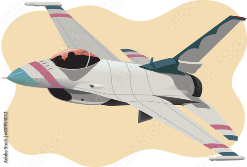 illustration of fighter airplane in pastel colors