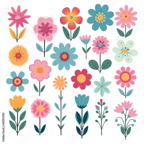 Wallpaper Mural pattern of pastel flowers with isolated white background  set 3 Torontodigital.ca