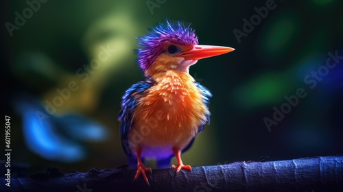 Oriental Dwarf Kingfisher. Generative AI photo