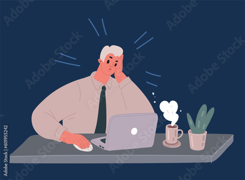 A man looking at a laptop with a dubious expression