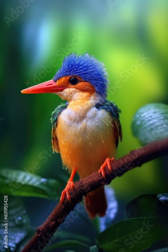 Oriental Dwarf Kingfisher. Generative AI