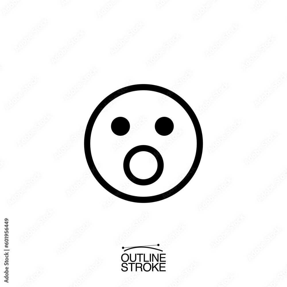 Obraz premium surprise face emoji icon outline editable stroke vector illustration eps