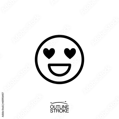 heart face emoji icon outline editable stroke vector illustration eps