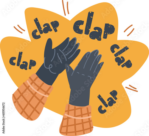 Human hands clapping. People crowd applaud to congratulate success job. Hand thumbs up. Business team cheering and ovation vector concept. Illustration support celebration, appreciation friendship