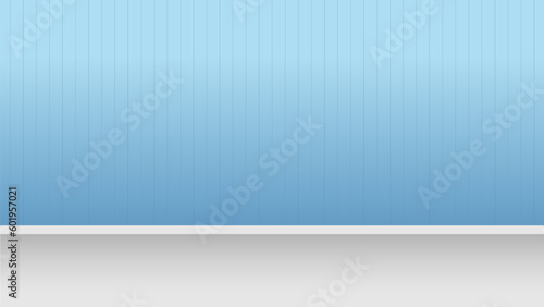 Background BG. Empty Room With Blue Wall Wallpaper. Clean Pastel Home House Resident Interior. Textured Vector Cartoon Comic Illustration.