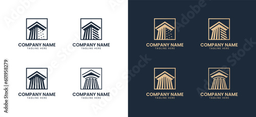 Law Firm Pillar Logo Template. Column Vector Designs Set