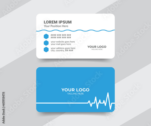 Medical business card template design with double sided 