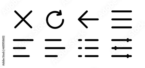 Hamburger menu vector icons. Buttons for website navigation. App menu symbol