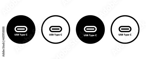 Usb Type C vector icon set. Usb disk simbol. Usb flash sign