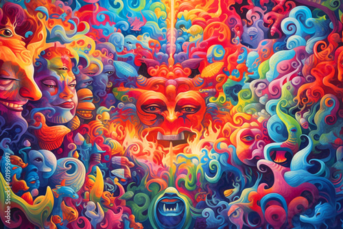  multi colored psychedelic background. Generative AI 