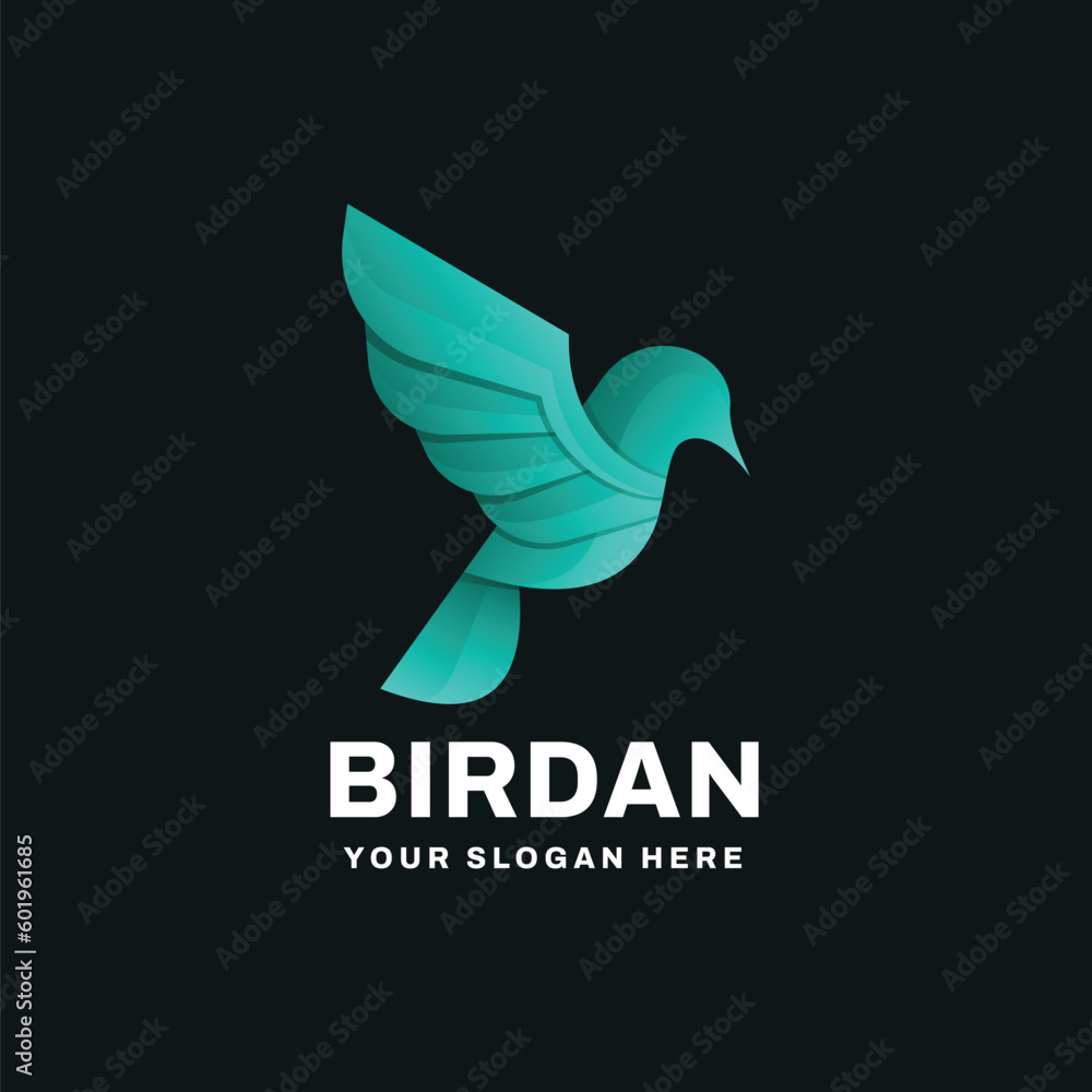 Obraz premium Bird Gradient Logo Vector Icon Illustration