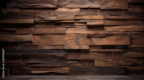Dark wooden texture. Rustic three-dimensional wood texture. Wood background. Modern wooden background. Generative AI