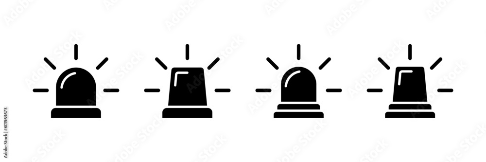 Alarm siren vector icon set. Different variation symbol emergency siren ambulance or police Alarm siren vector icon set. Different variation symbol emergency siren ambulance or police
