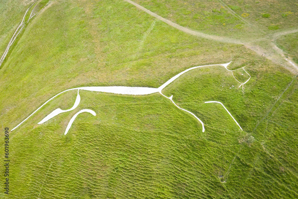 Aerial view to Uffington White Horse