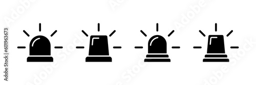 Alarm siren vector icon set. Different variation symbol emergency siren ambulance or police photo