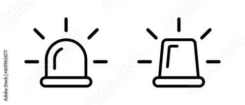 Alarm siren vector icon set. Emergency siren ambulance or police, outline symbol