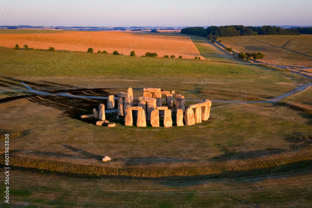 Stonehenge at sunrise from above