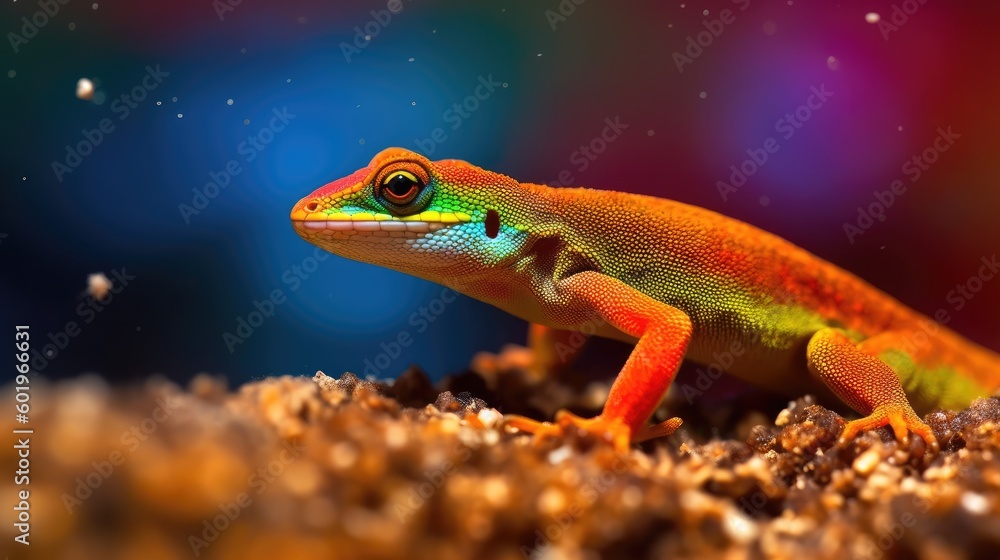 Gold Dust Day Gecko. Generative AI Gold Dust Day Gecko. Generative AI