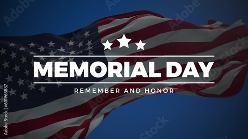 Memorial day animation. Happy memorial day. Flag USA. Honoring all who served banner for memorial day
