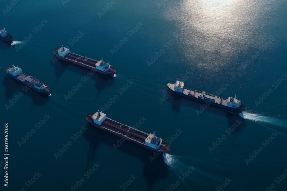 top industrial transportation ship container transport shipping cargo logistic vessel view. Generative AI.