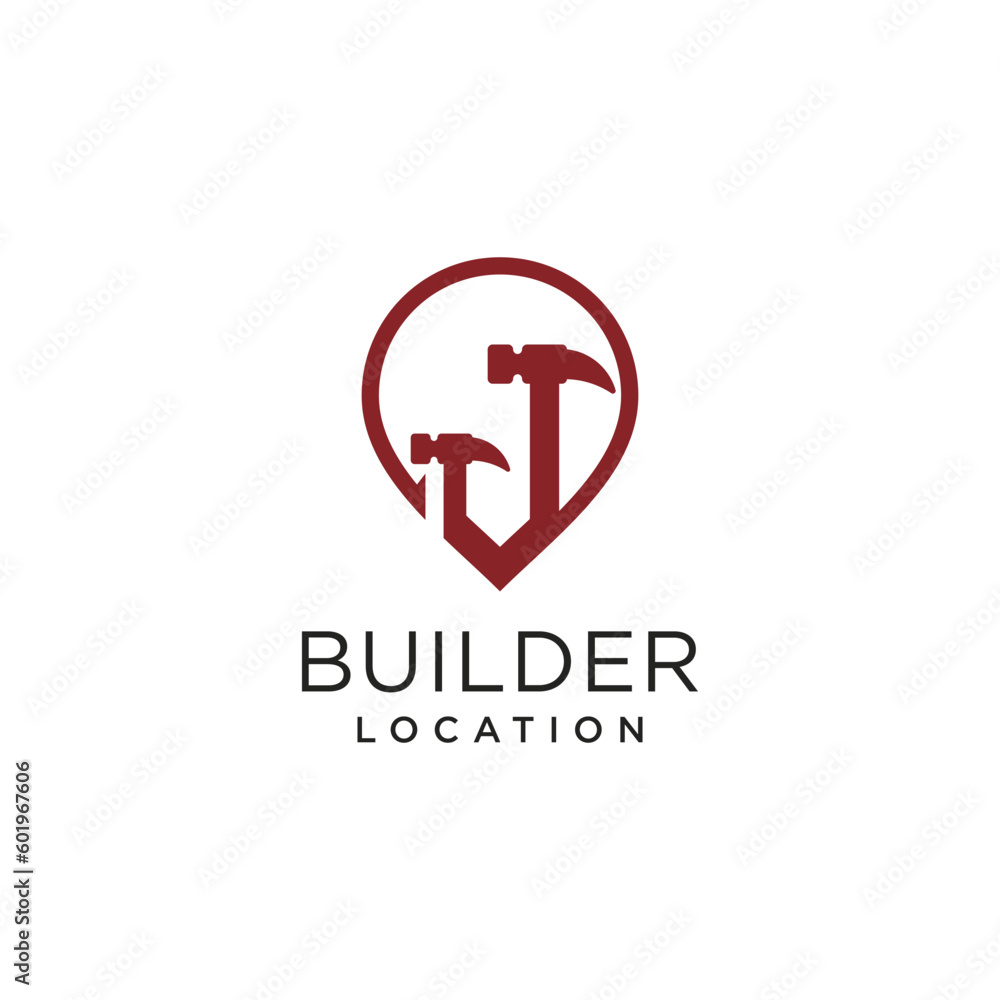 Builder logo vector design illustration with modern pin concept