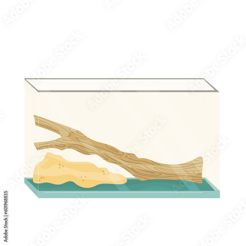 Terrarium for reptiles animals. Vector cartoon illustration. 