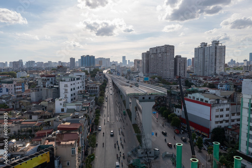 Aerial view of Hanoi skyline cityscape at Minh Khai street during under construction time in 2021 © Hanoi Photography