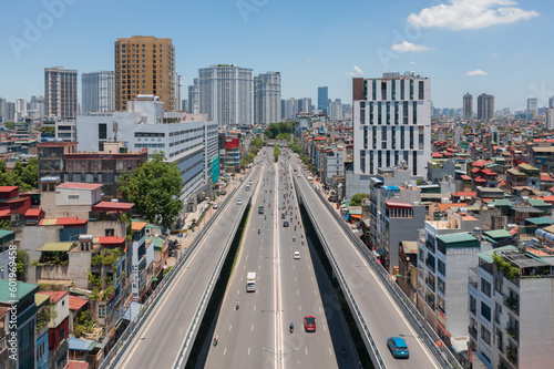 Hanoi cityscape at Truong Chinh street, Dong Da district photo