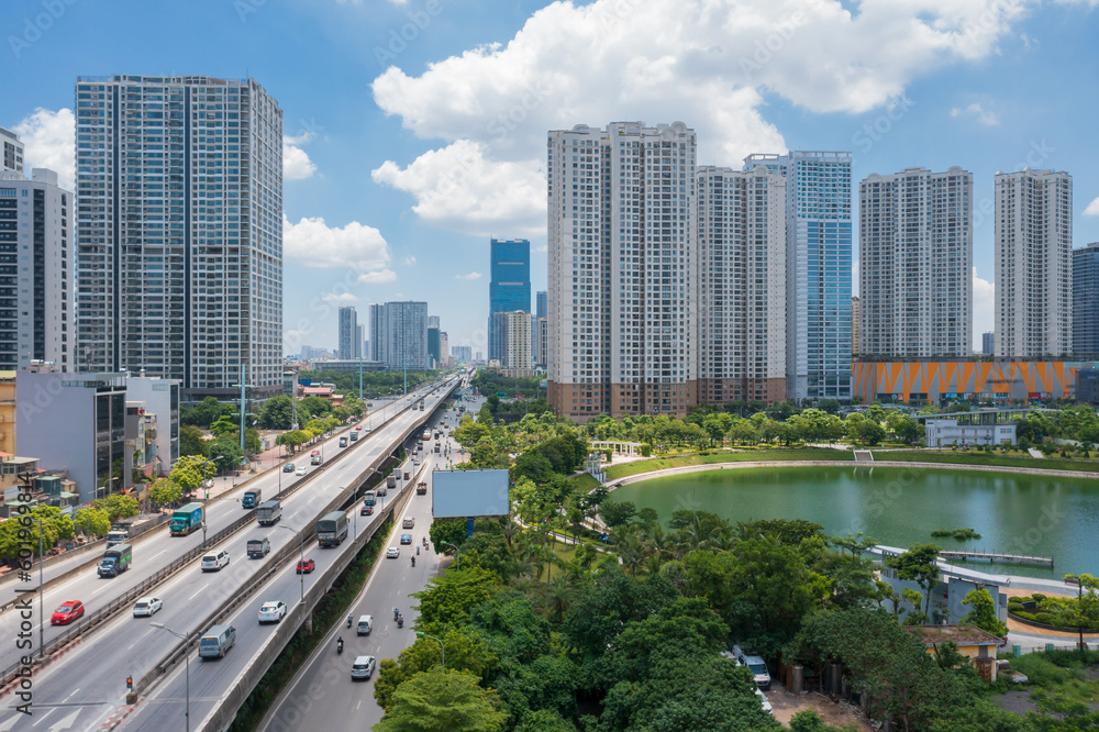 Aerial view of Hanoi skyline cityscape at Belt Road No.3, Thanh Xuan district