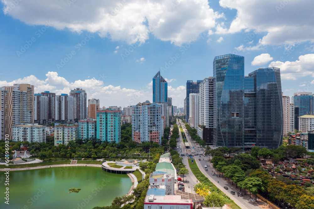 Aerial view of Hanoi skyline cityscape at Belt Road No.3, Thanh Xuan district