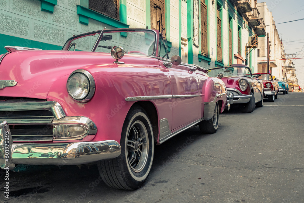 Old American car in the historic streets of Havana in Cuba Old American car in the historic streets of Havana in Cuba