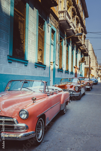 Old American car in the historic streets of Havana in Cuba
