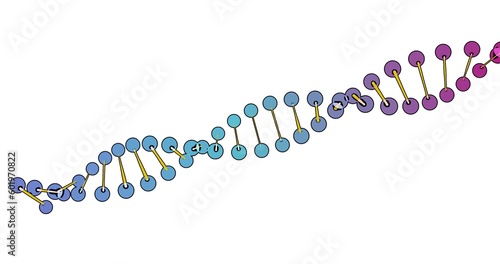 color visualization of DNA analysis isolated on white background 3d rotation animation, for montage and medical training