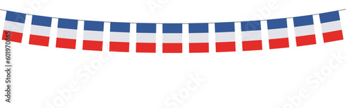 Bannière. Guirlandes, fanions, bleu, blanc, rouge
