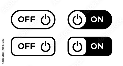 Power button on off vector icon set. Line energy turn on off sign