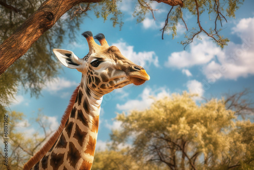 Elegant Giraffe in the Savanna - Captured by Generative AI 