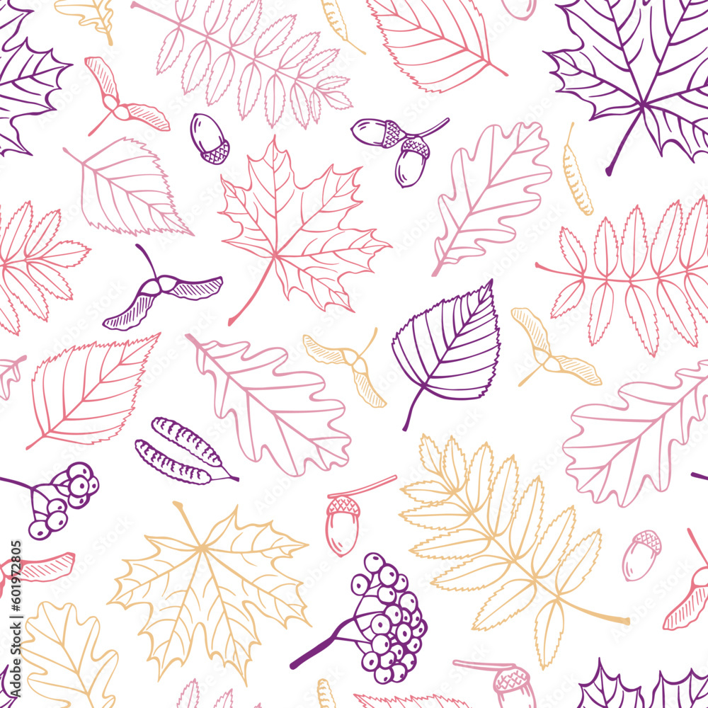 Seamless pattern with autumn leaves. Hand drawn vector illustration. Seamless pattern with autumn leaves. Hand drawn vector illustration.