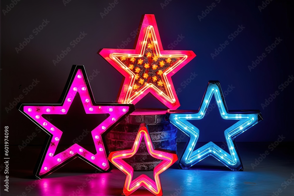 Glowing Neon Stars with LED Lights Glowing Neon Stars with LED Lights
