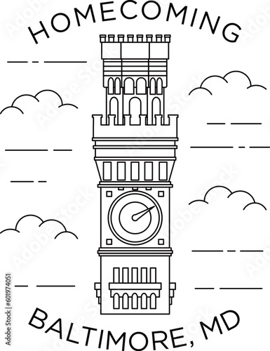 Baltimore iconic building line vector
