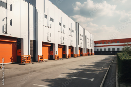 Cargo warehouse for speedy deliveries and business success. Modern, built structure with transportation and industry facilities. Ai generative. © remake